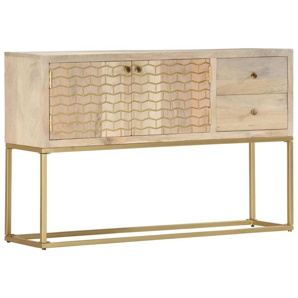 Mafett Sideboard Gold 120x30x75 cm Solid Mango Wood