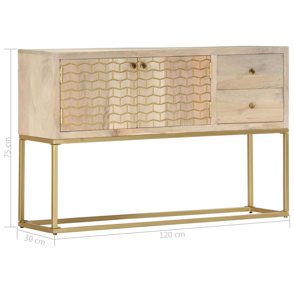 Mafett Sideboard Gold 120x30x75 cm Solid Mango Wood