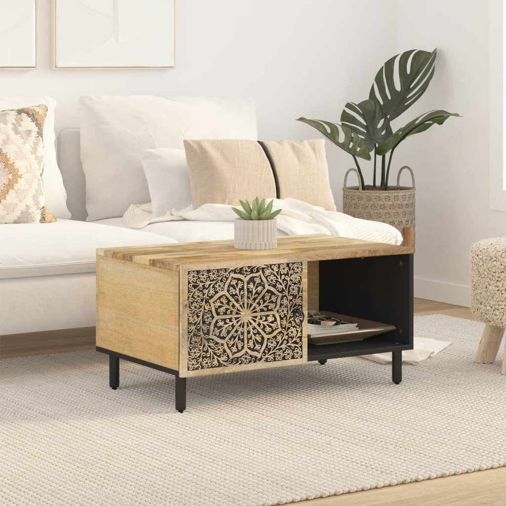 Mafett Solid Mango Wood Coffee Table – 80x50x40 cm