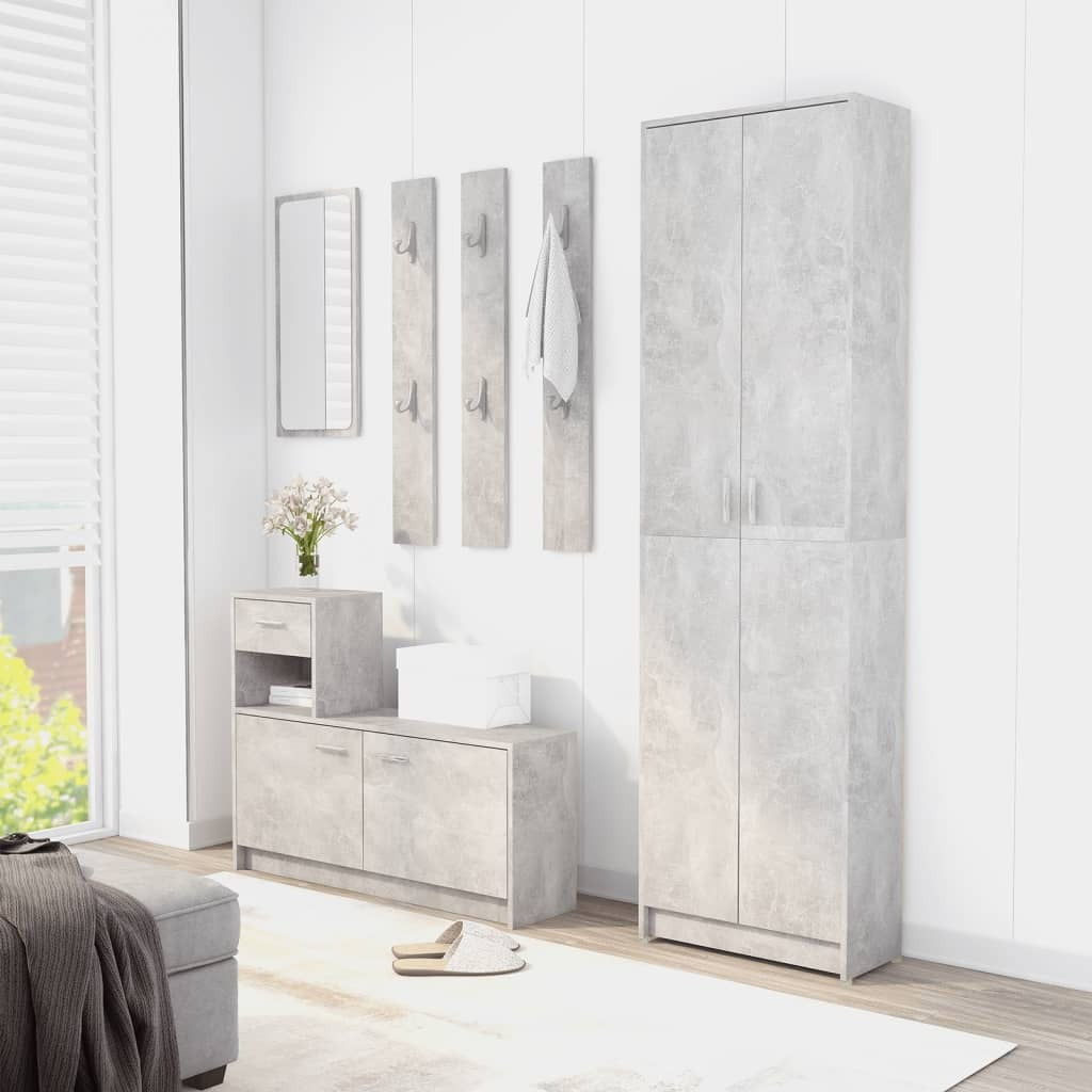 Mafett Hallway Wardrobe – Concrete Grey Finish, 55x25x189 cm, Durable Engineered Wood