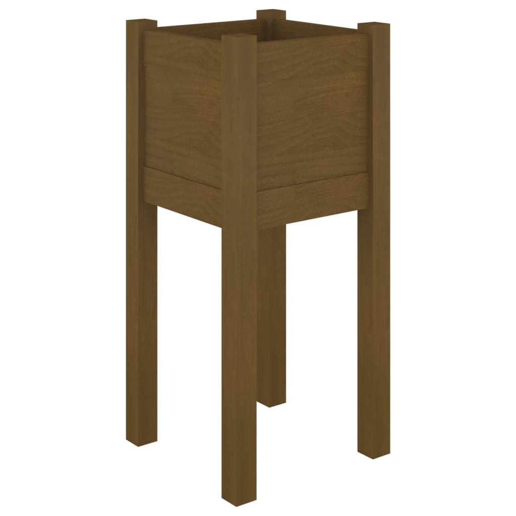 Mafett Solid Pinewood Garden Planter | Honey Brown Finish (31x31x70 cm) for Elegant Outdoor Decor