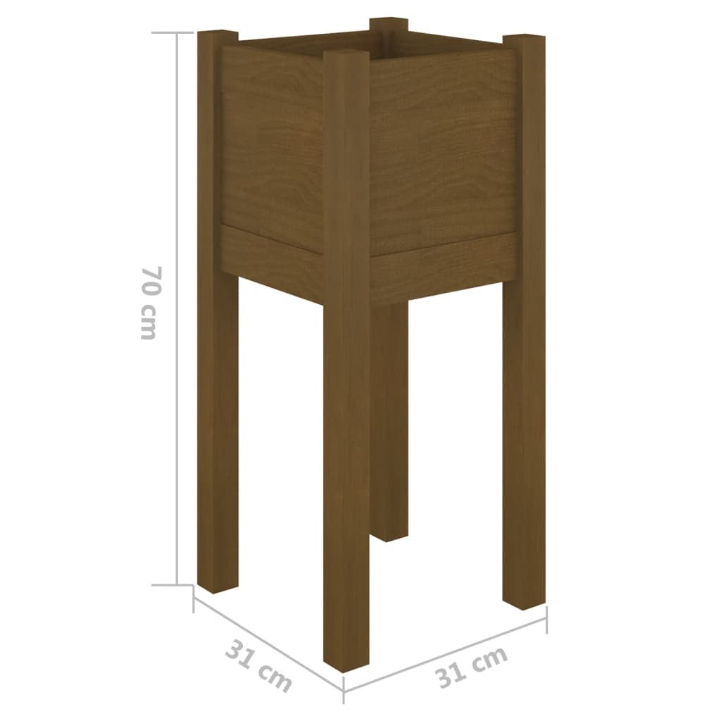 Mafett Solid Pinewood Garden Planter | Honey Brown Finish (31x31x70 cm) for Elegant Outdoor Decor