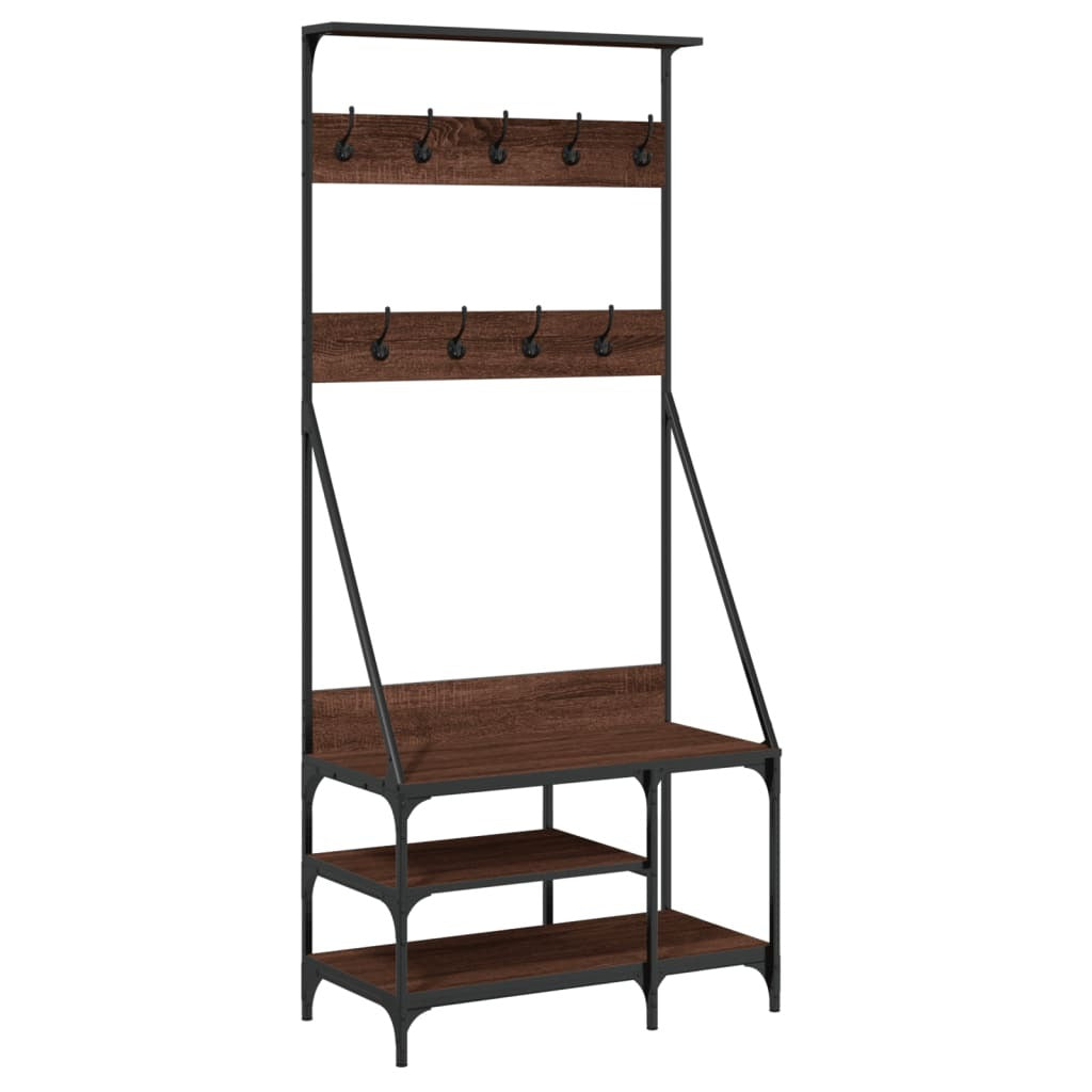 Mafett Clothes Rack with Shoe Storage – Brown Oak, 80x40x184 cm