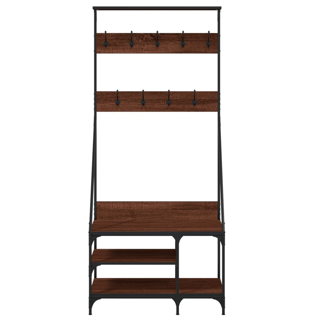Mafett Clothes Rack with Shoe Storage – Brown Oak, 80x40x184 cm