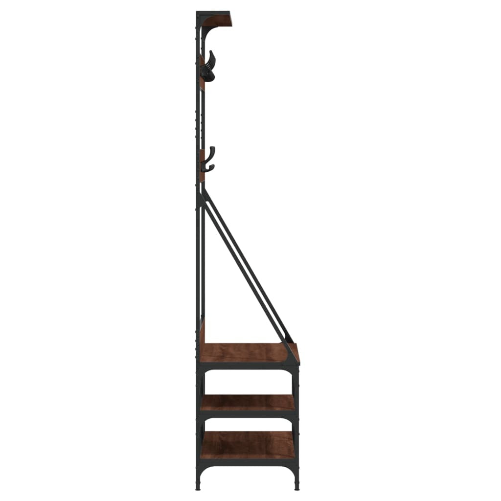 Mafett Clothes Rack with Shoe Storage – Brown Oak, 80x40x184 cm
