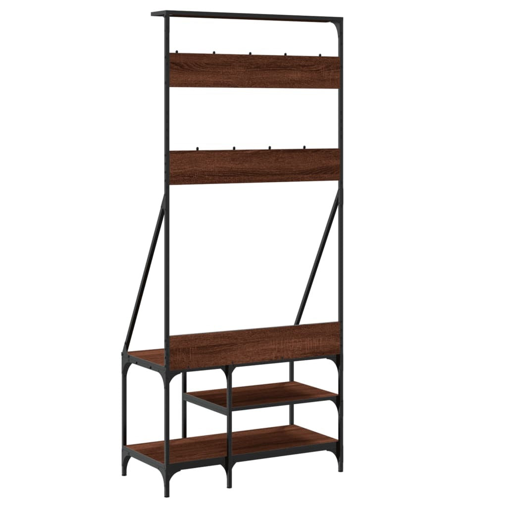 Mafett Clothes Rack with Shoe Storage – Brown Oak, 80x40x184 cm