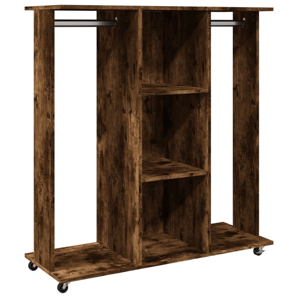 Mafett Wardrobe with Wheels Smoked Oak 102x38x110 cm Engineered Wood