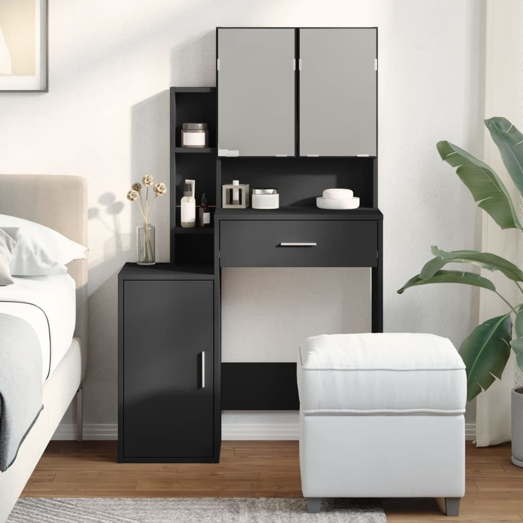 Mafett Dressing Table with Storage Cabinet – Black (80x35x132 cm)