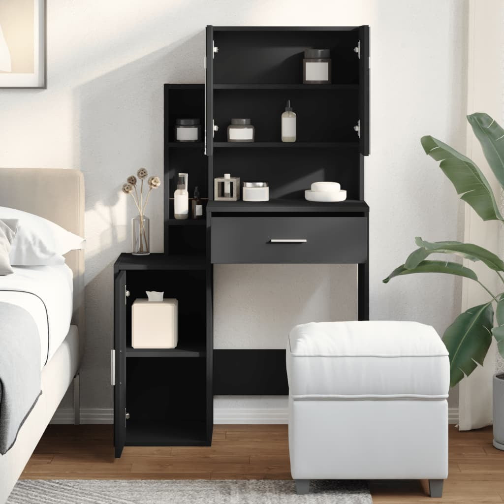 Mafett Dressing Table with Storage Cabinet – Black (80x35x132 cm)