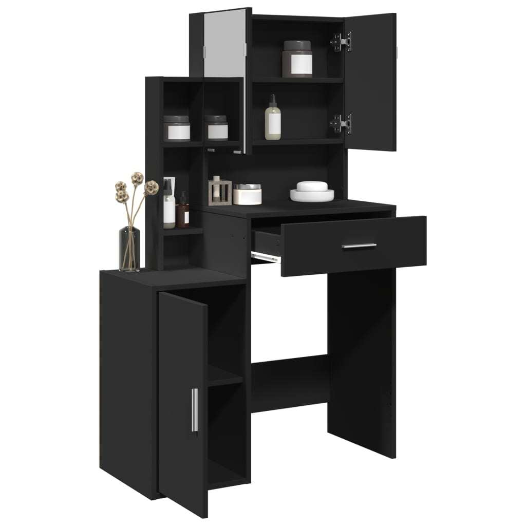 Mafett Dressing Table with Storage Cabinet – Black (80x35x132 cm)