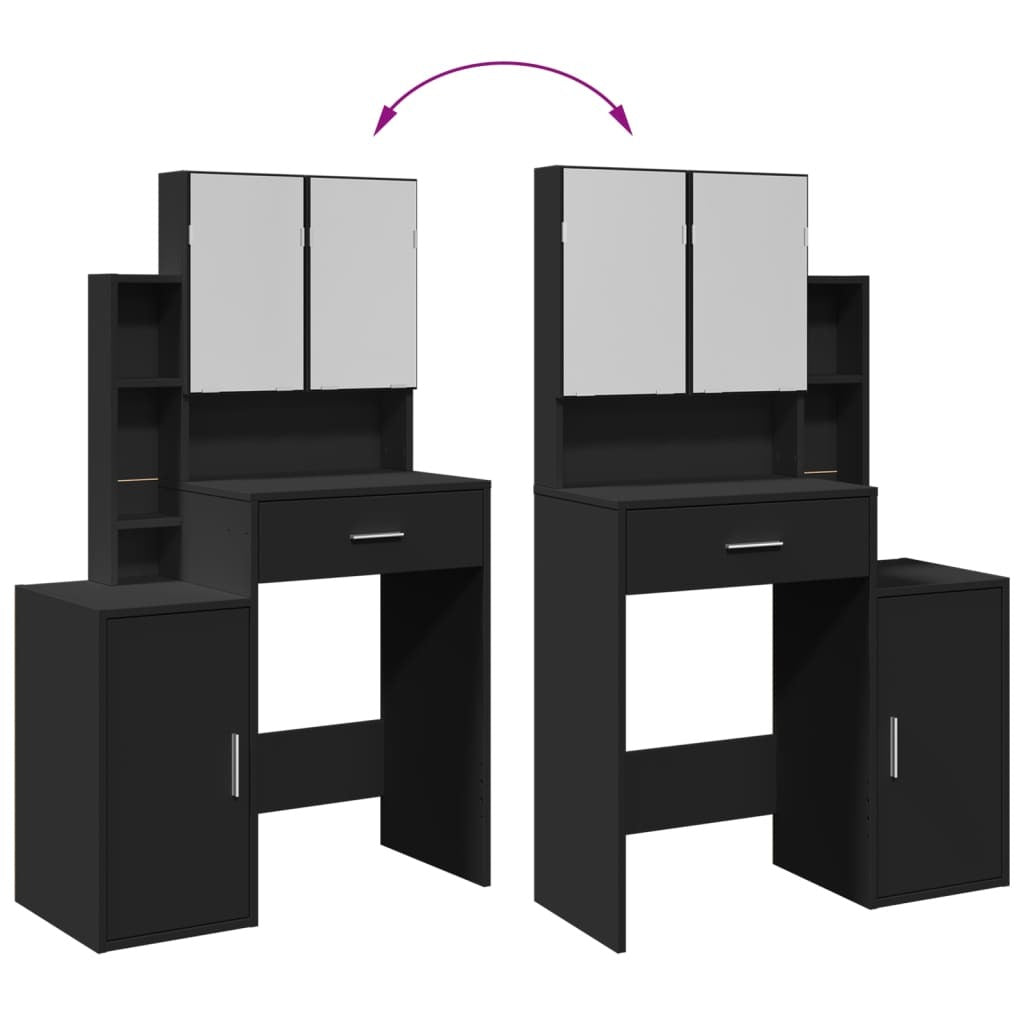 Mafett Dressing Table with Storage Cabinet – Black (80x35x132 cm)