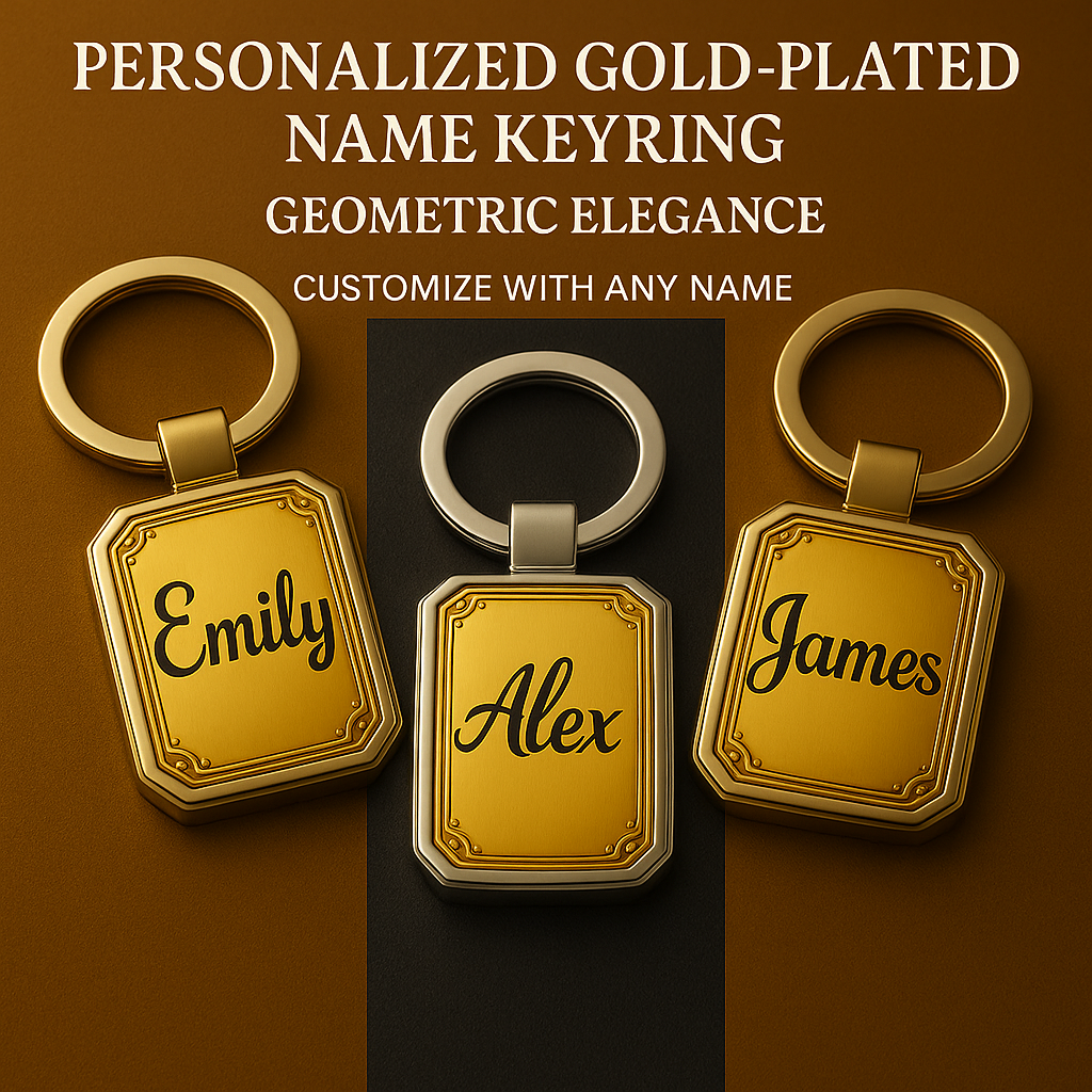 Personalised Gold-Plated Name Keyring – Customise With Your Name