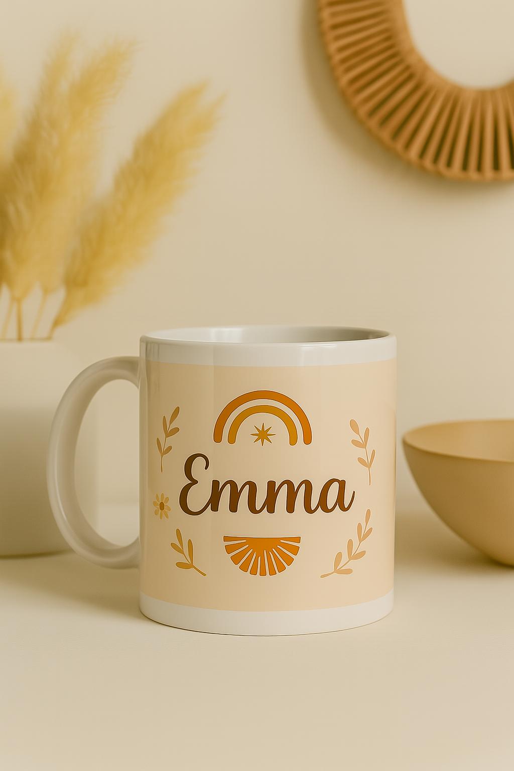Custom Mug Name Boho Style Ceramic Cup Perfect Gift for Her or Him