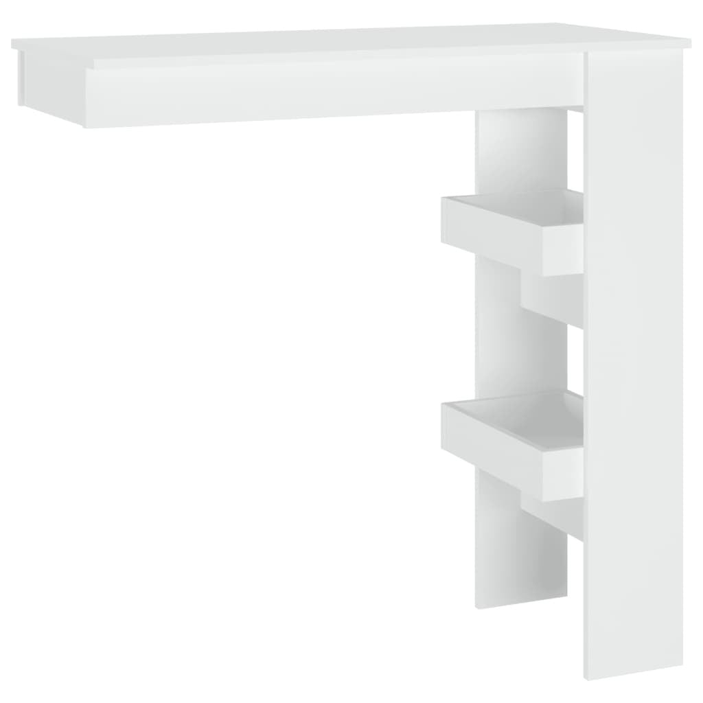 Sleek White Wall-Mounted Bar Table in Engineered Wood