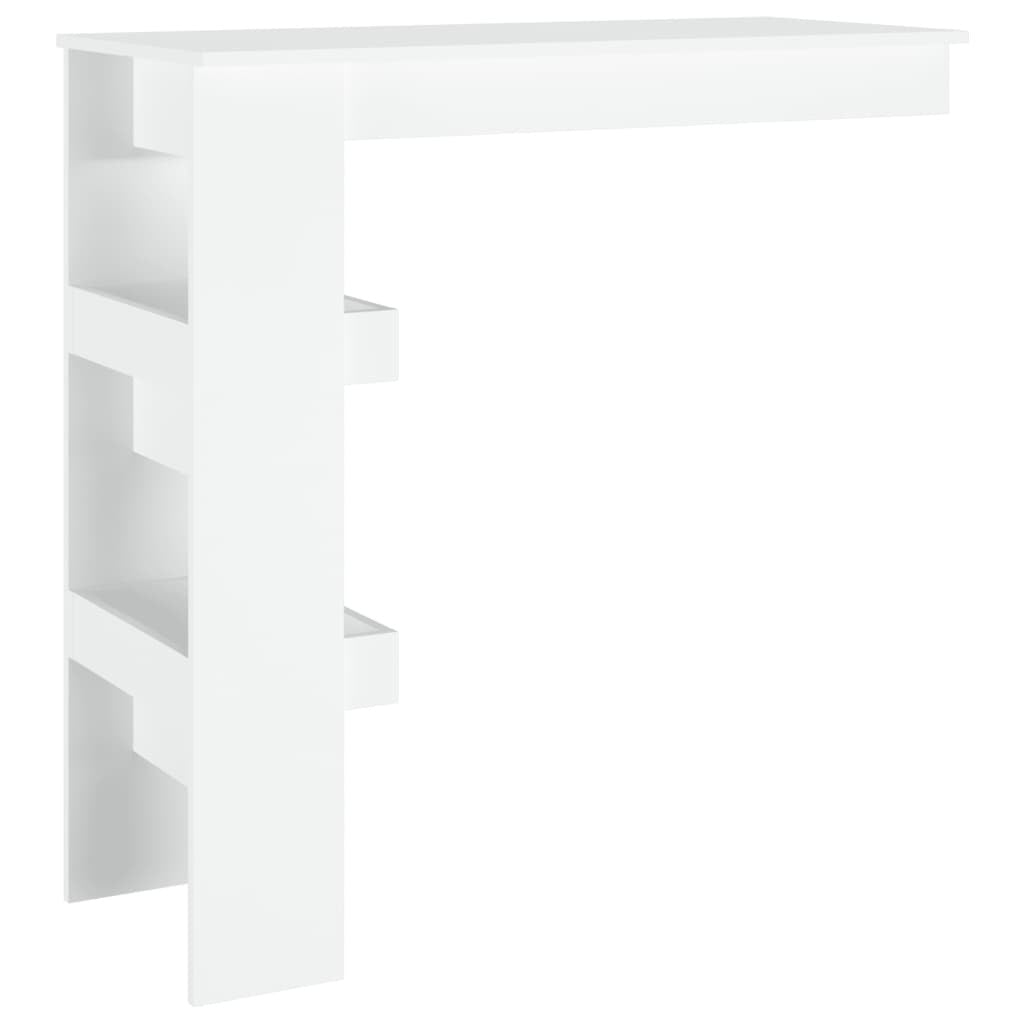 Sleek White Wall-Mounted Bar Table in Engineered Wood