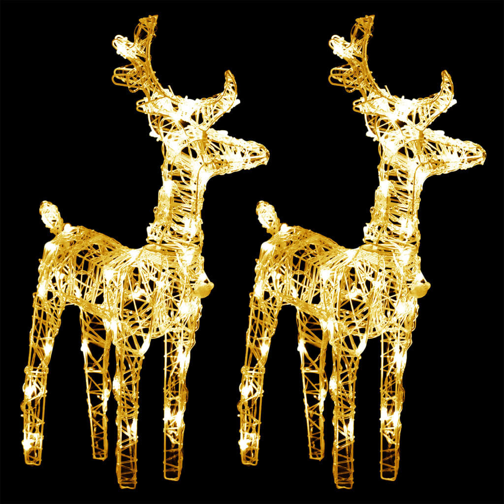 Set of 2 Christmas Reindeer with 80 Warm White LEDs | Acrylic Holiday Deco