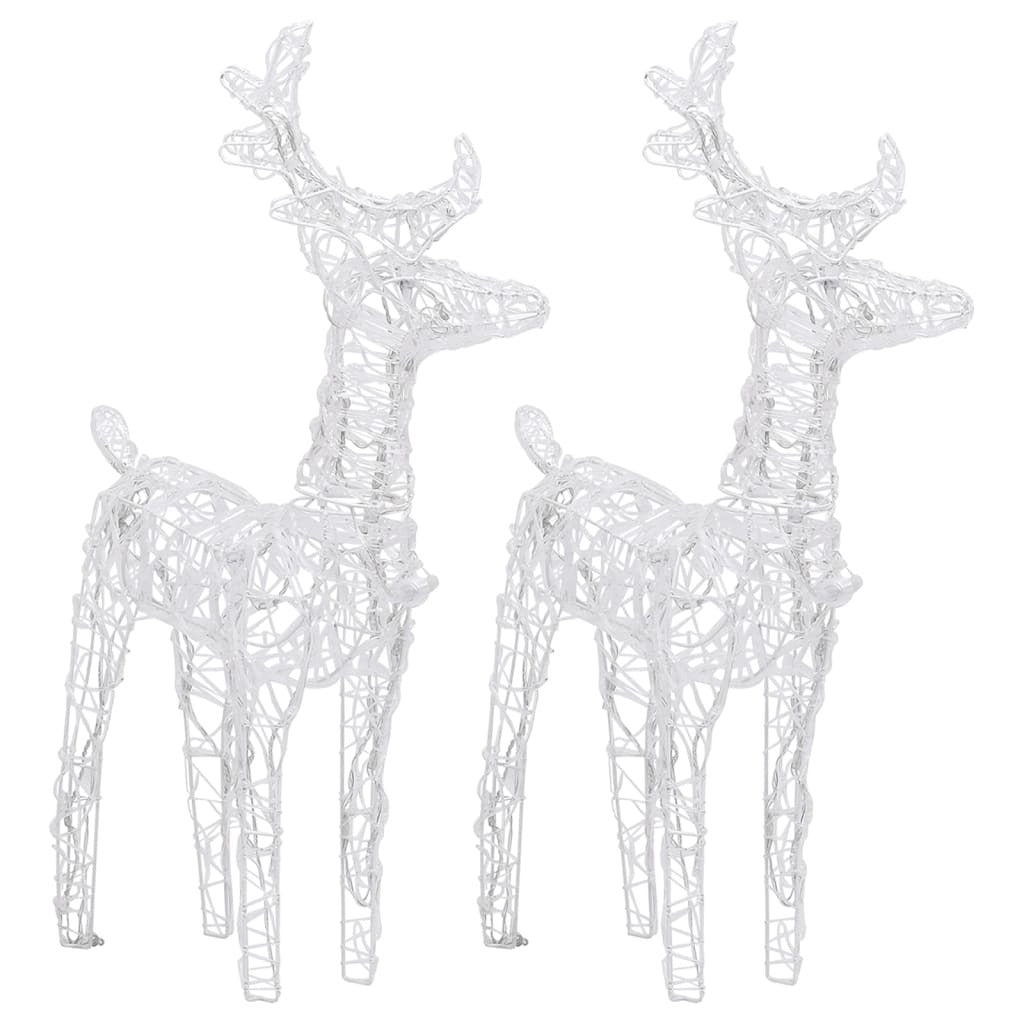 Set of 2 Christmas Reindeer with 80 Warm White LEDs | Acrylic Holiday Deco