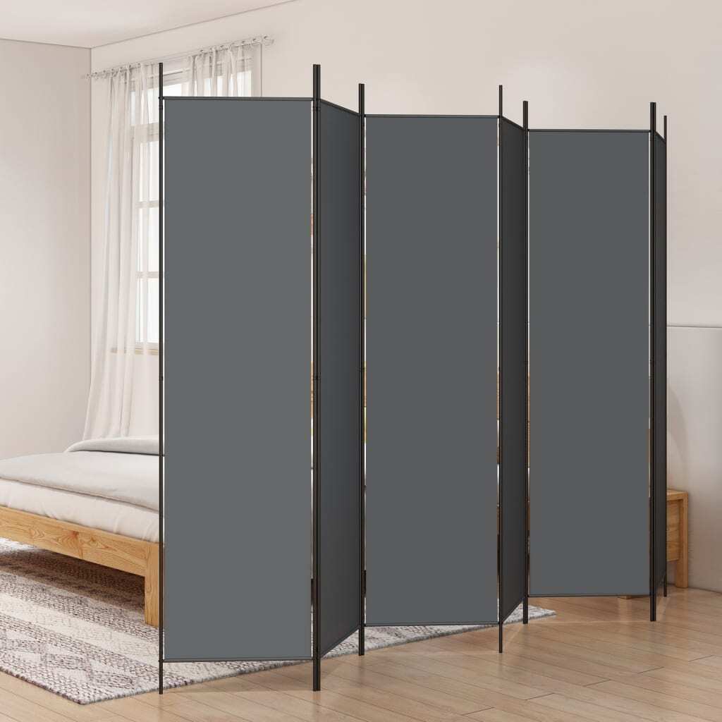 Serenity 6-Panel Room Divider – Anthracite Fabric Elegance