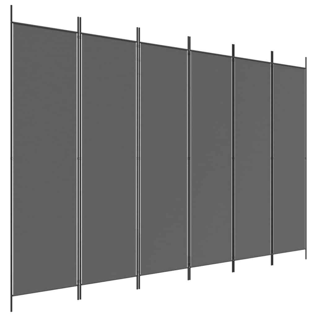 Serenity 6-Panel Room Divider – Anthracite Fabric Elegance
