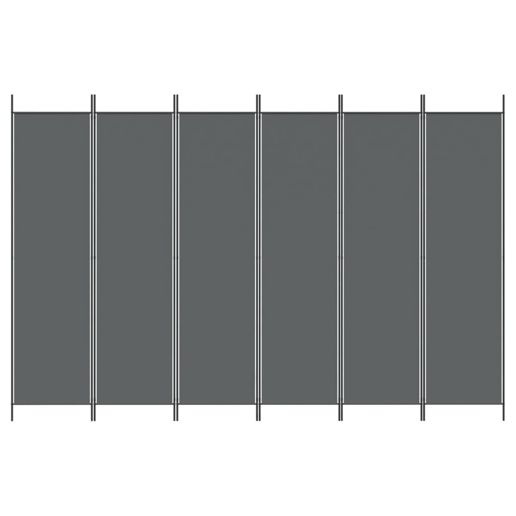 Serenity 6-Panel Room Divider – Anthracite Fabric Elegance