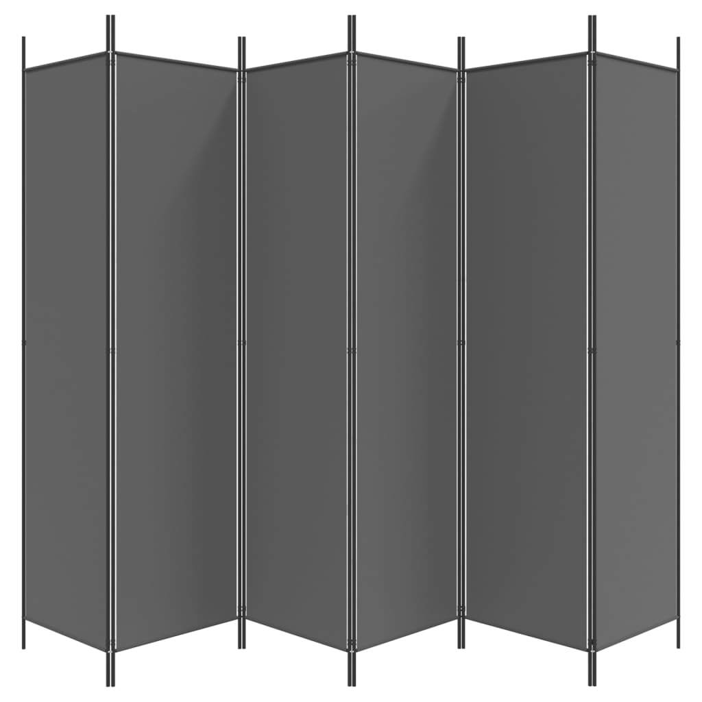Serenity 6-Panel Room Divider – Anthracite Fabric Elegance