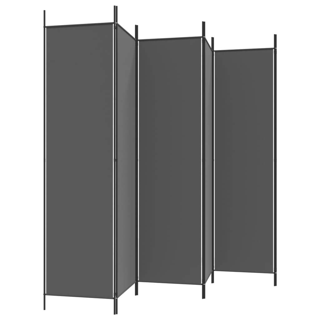 Serenity 6-Panel Room Divider – Anthracite Fabric Elegance