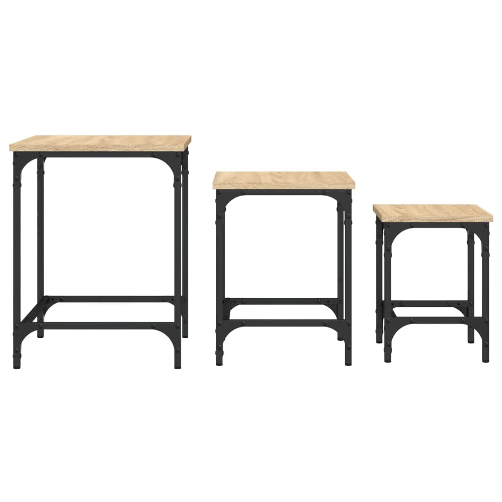 Mafett 3-Piece Nesting Coffee Table Set | Sonoma Oak Finish in Durable Engineered Wood Design