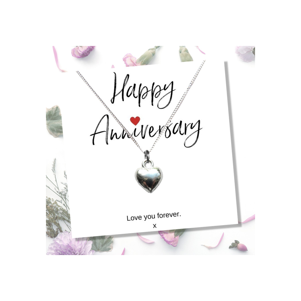 Mafett Heart Necklace & Anniversary Message Card