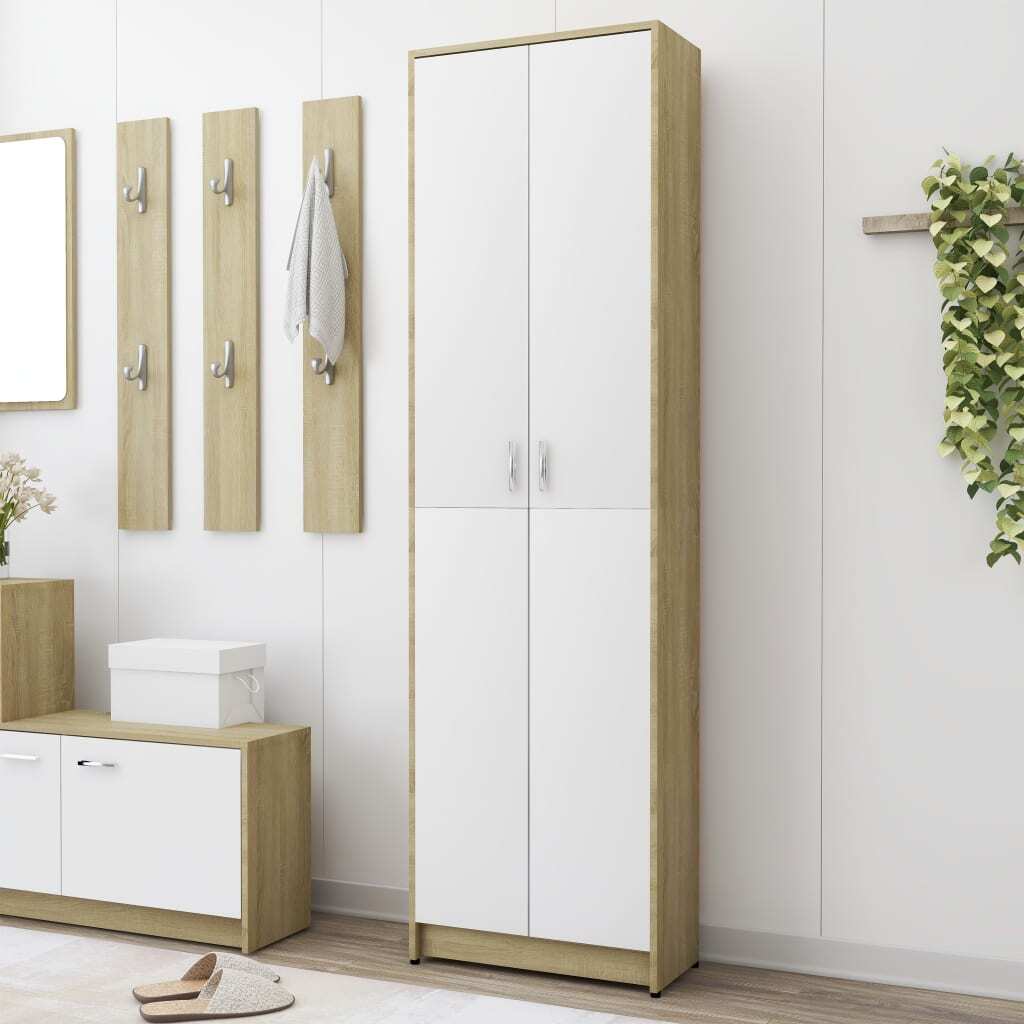 Parma Hallway Wardrobe – White and Sonoma Oak Finish Engineered Wood