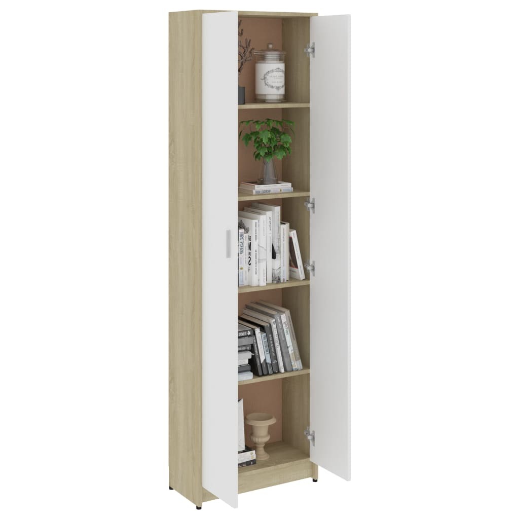 Parma Hallway Wardrobe – White and Sonoma Oak Finish Engineered Wood