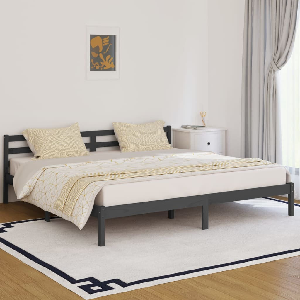Mafett Solid Pine Wood Day Bed – Super King Size (200x200 cm, Grey)