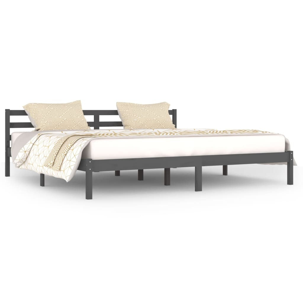 Mafett Solid Pine Wood Day Bed – Super King Size (200x200 cm, Grey)