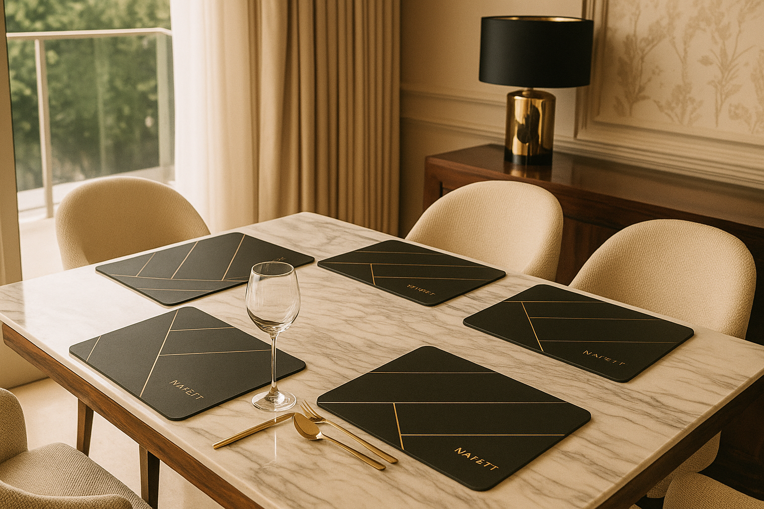 Boho Minimalist Hardboard Placemat – Heat-Resistant, Gloss Finish Table Mat