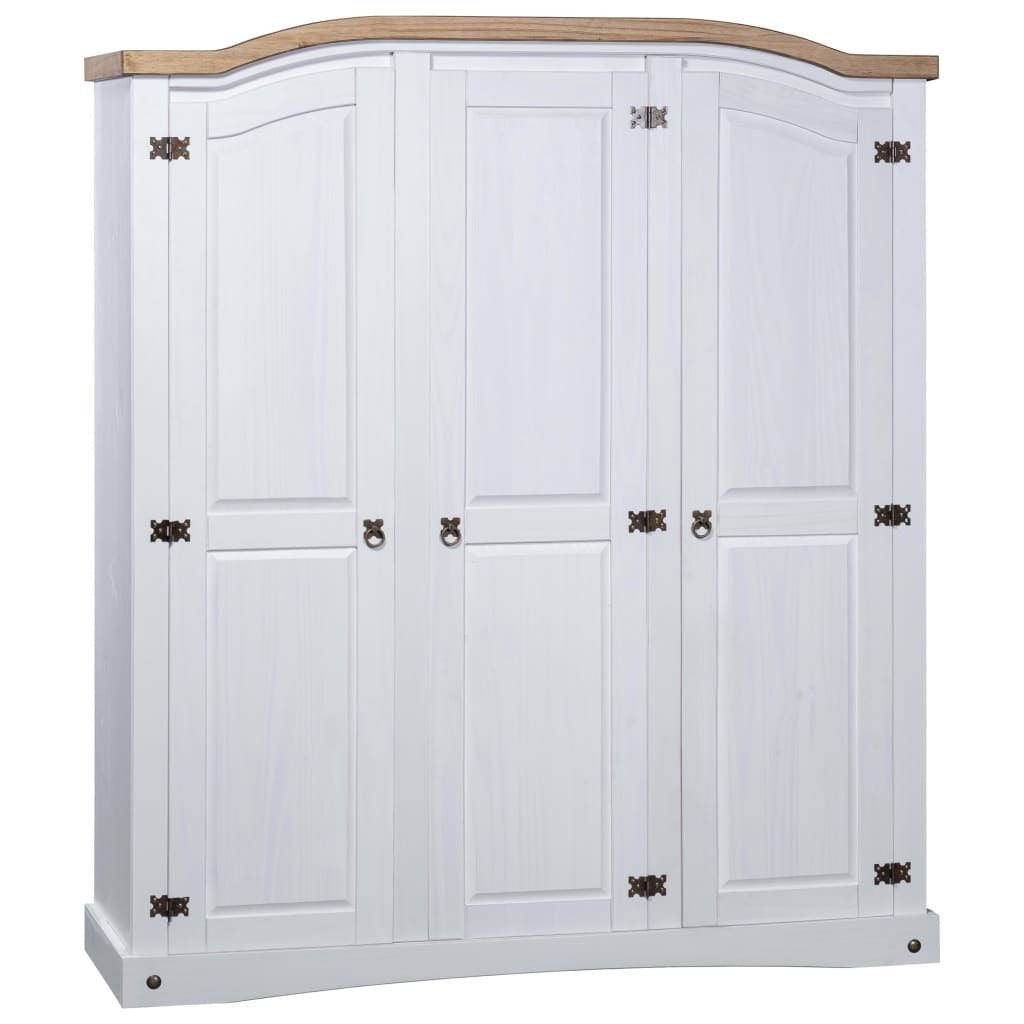 Mexican-Inspired Corona 3-Door Wardrobe – White Mexican Pine, Classic and Timeless Design