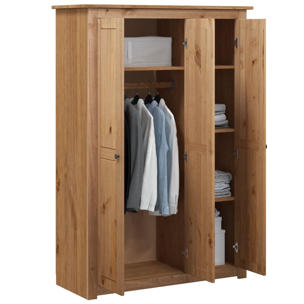 Stylish 3-Door Wardrobe – 118x50x171.5 cm, Pine Wood, Panama Range