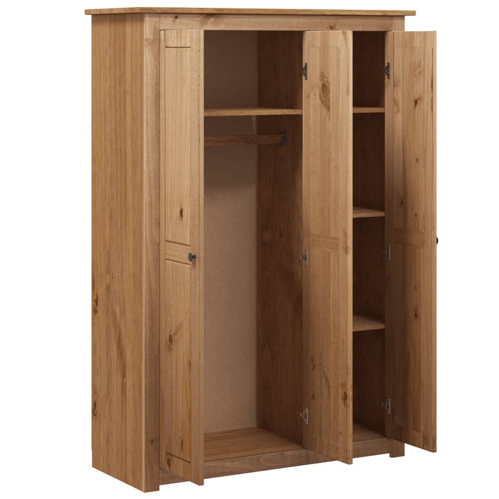 Stylish 3-Door Wardrobe – 118x50x171.5 cm, Pine Wood, Panama Range