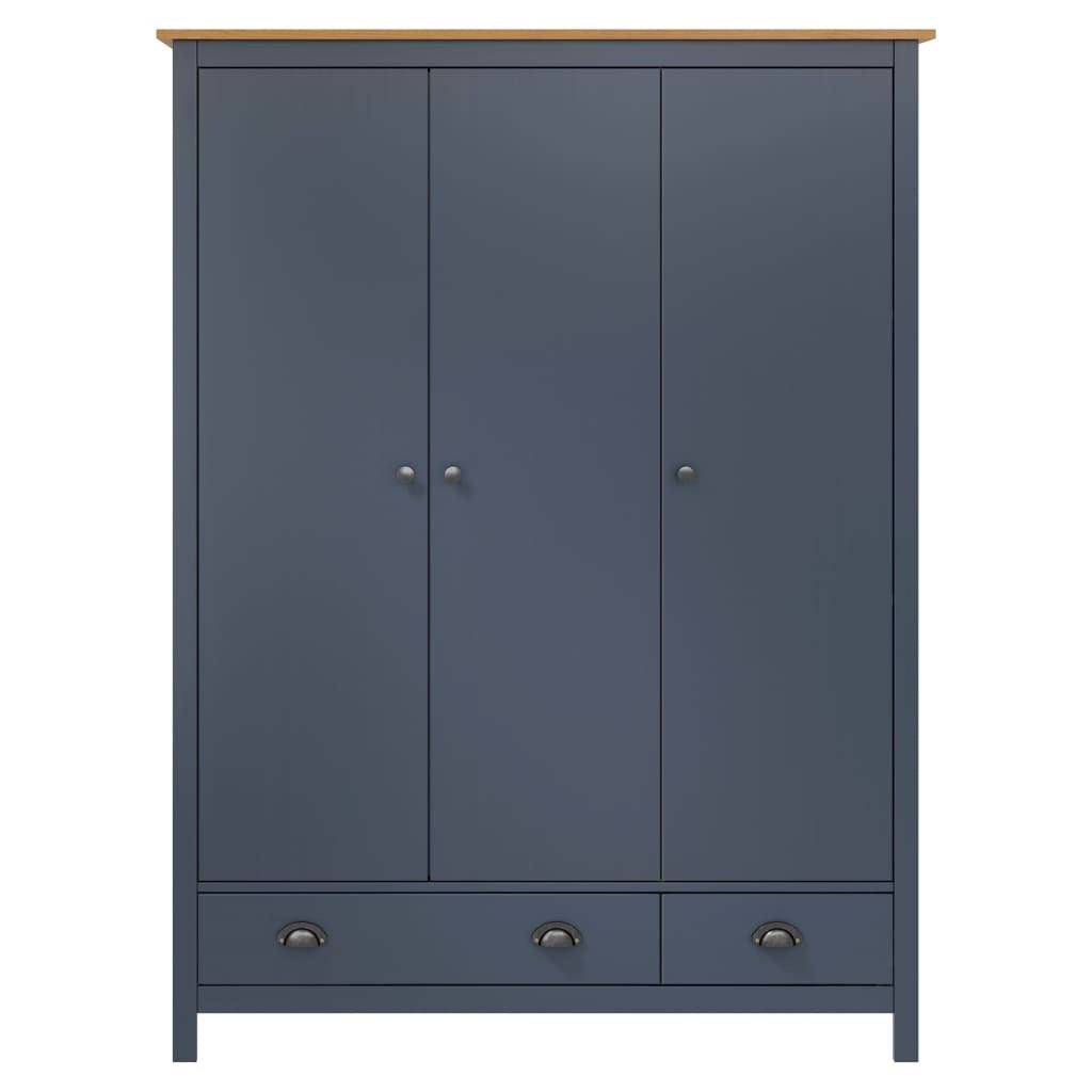 Paris 3-Door Wardrobe – Elegant Grey Solid Pine Wood Design