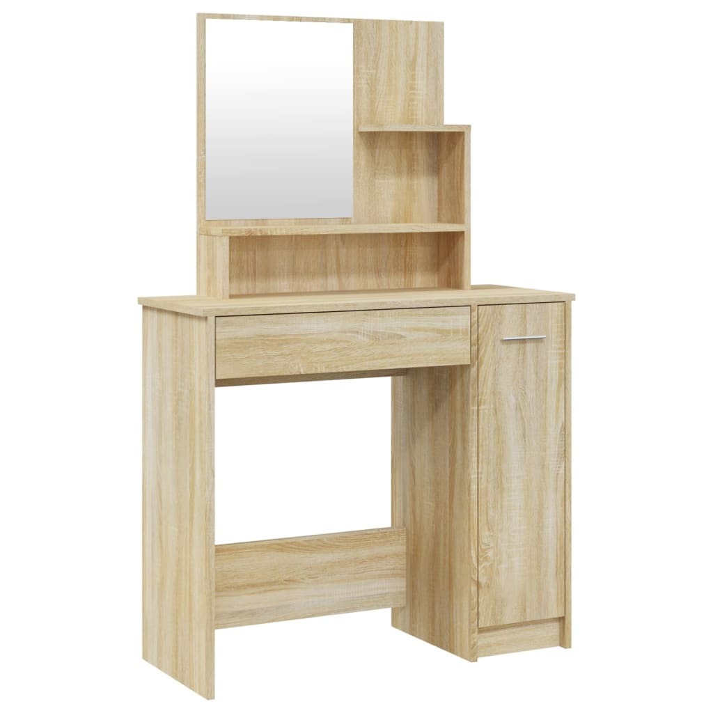Mafett Dressing Table Set Sonoma Oak with Stool