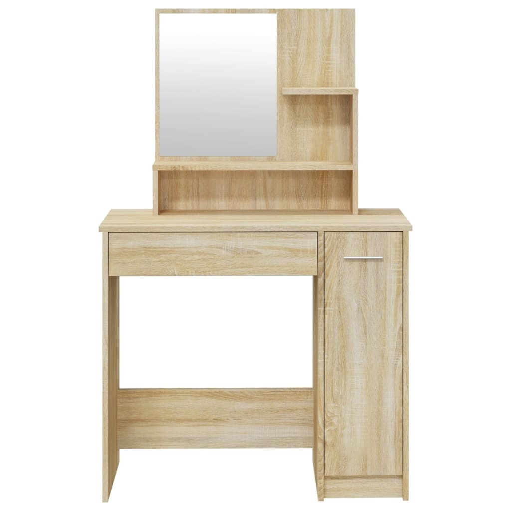 Mafett Dressing Table Set Sonoma Oak with Stool
