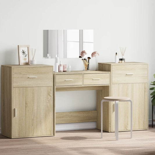 Mafett 4 Piece Dressing Table Set Sonoma Oak Engineered Wood