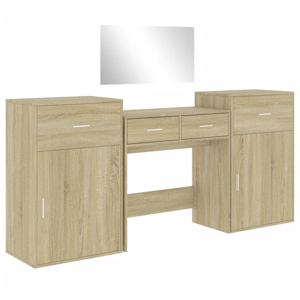 Mafett 4 Piece Dressing Table Set Sonoma Oak Engineered Wood