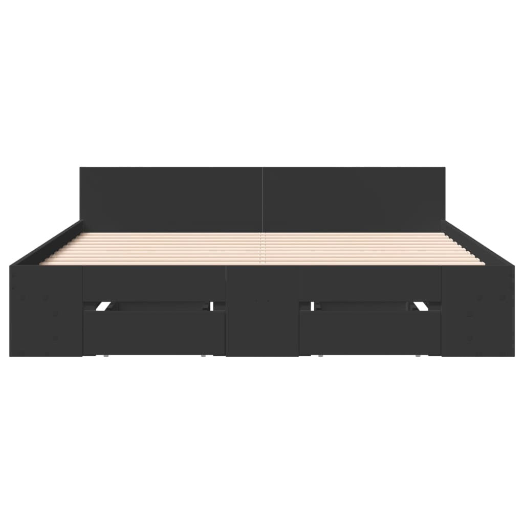 Bed Frame with Drawers Black 120x190 cm Small Double Engineered Wood