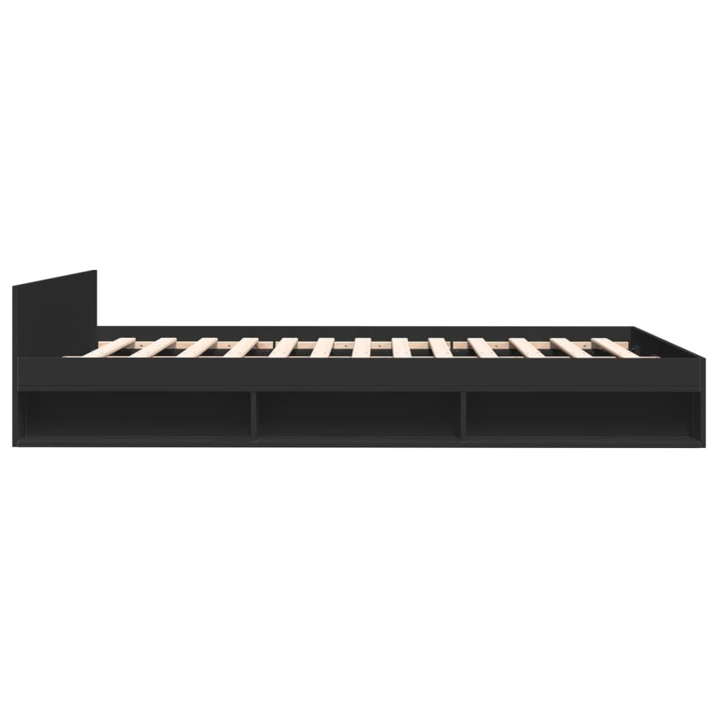 Bed Frame with Drawers Black 120x190 cm Small Double Engineered Wood
