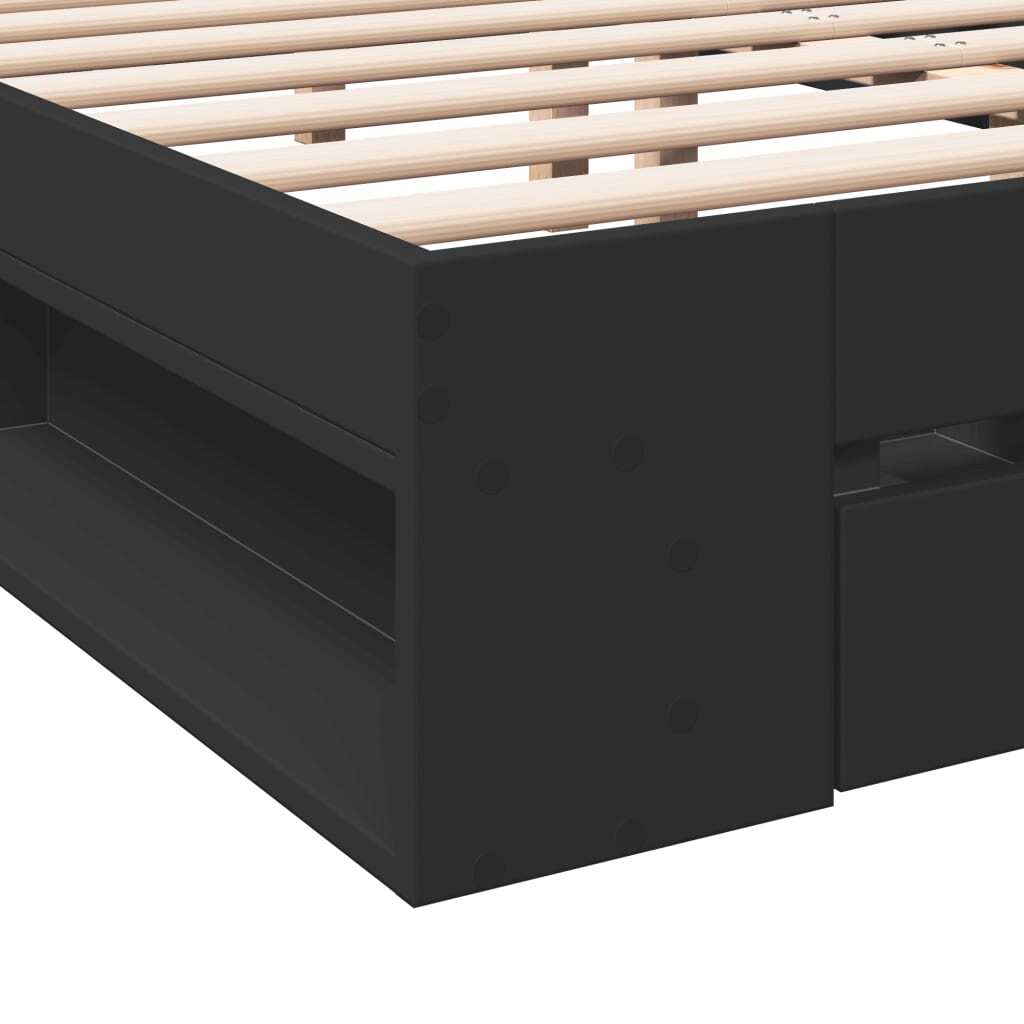 Bed Frame with Drawers Black 120x190 cm Small Double Engineered Wood