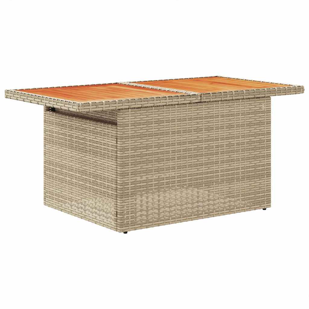 Modular 9 Piece Garden Sofa Set with Cushions Beige Poly Rattan Acacia