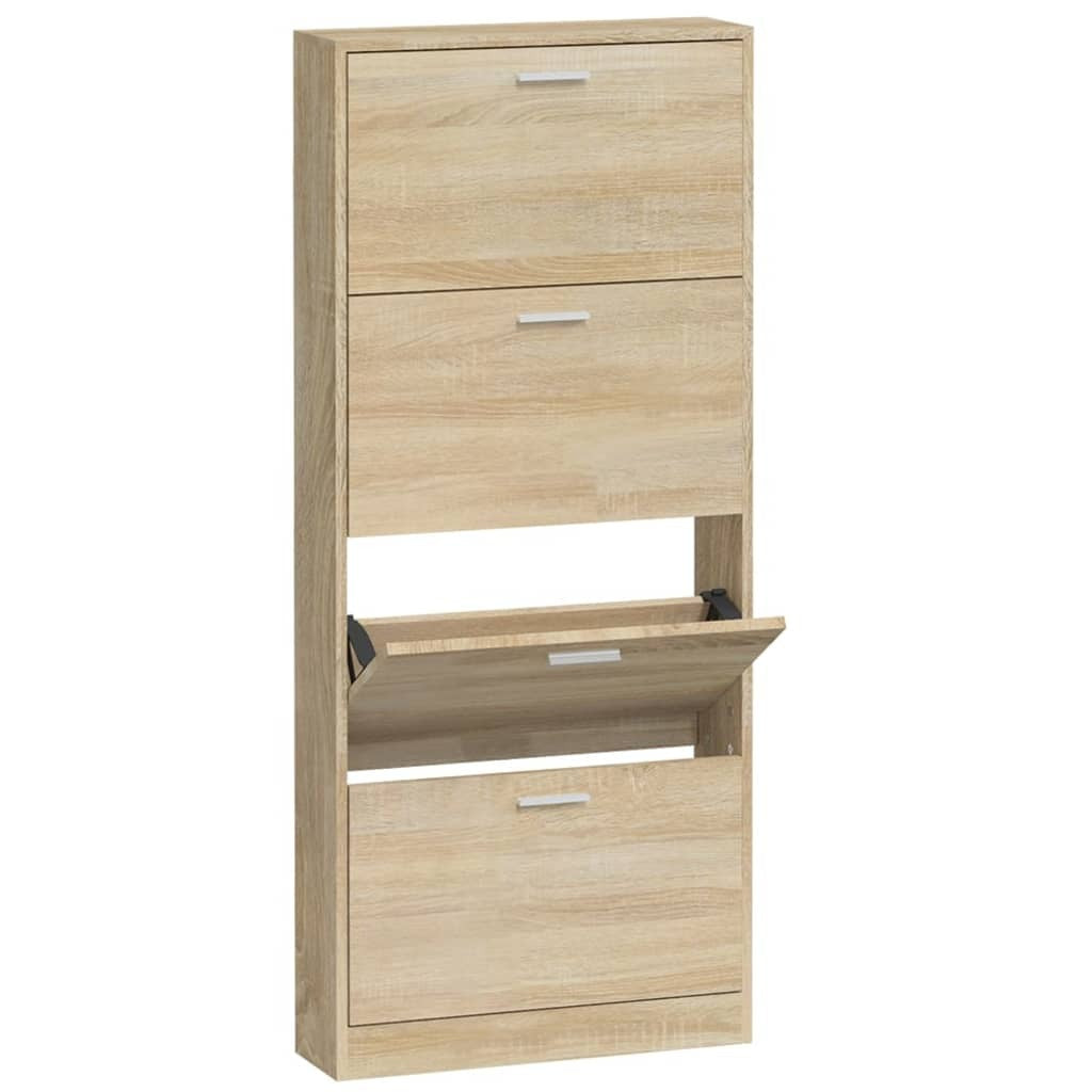 Imperial Oak Shoe Cabinet – 4-Drawer Engineered Wood Storage