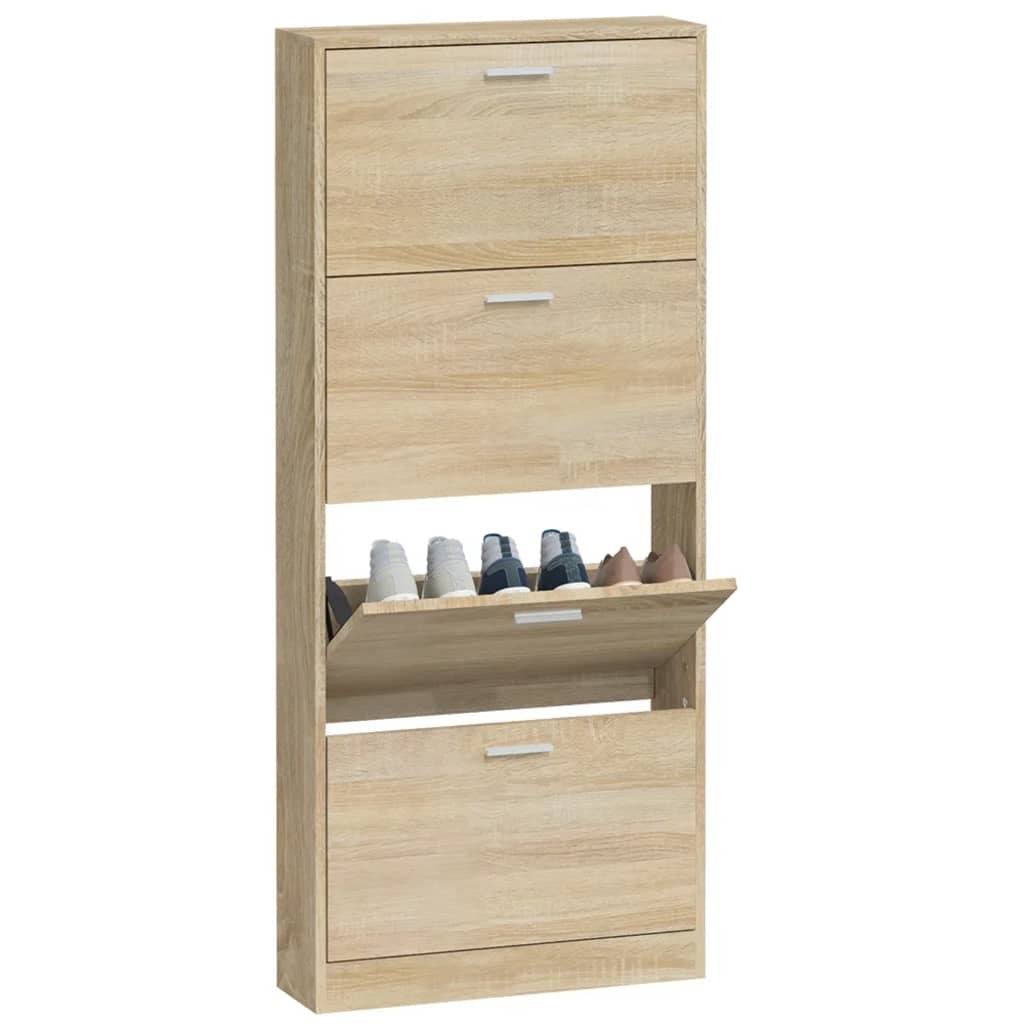 Imperial Oak Shoe Cabinet – 4-Drawer Engineered Wood Storage
