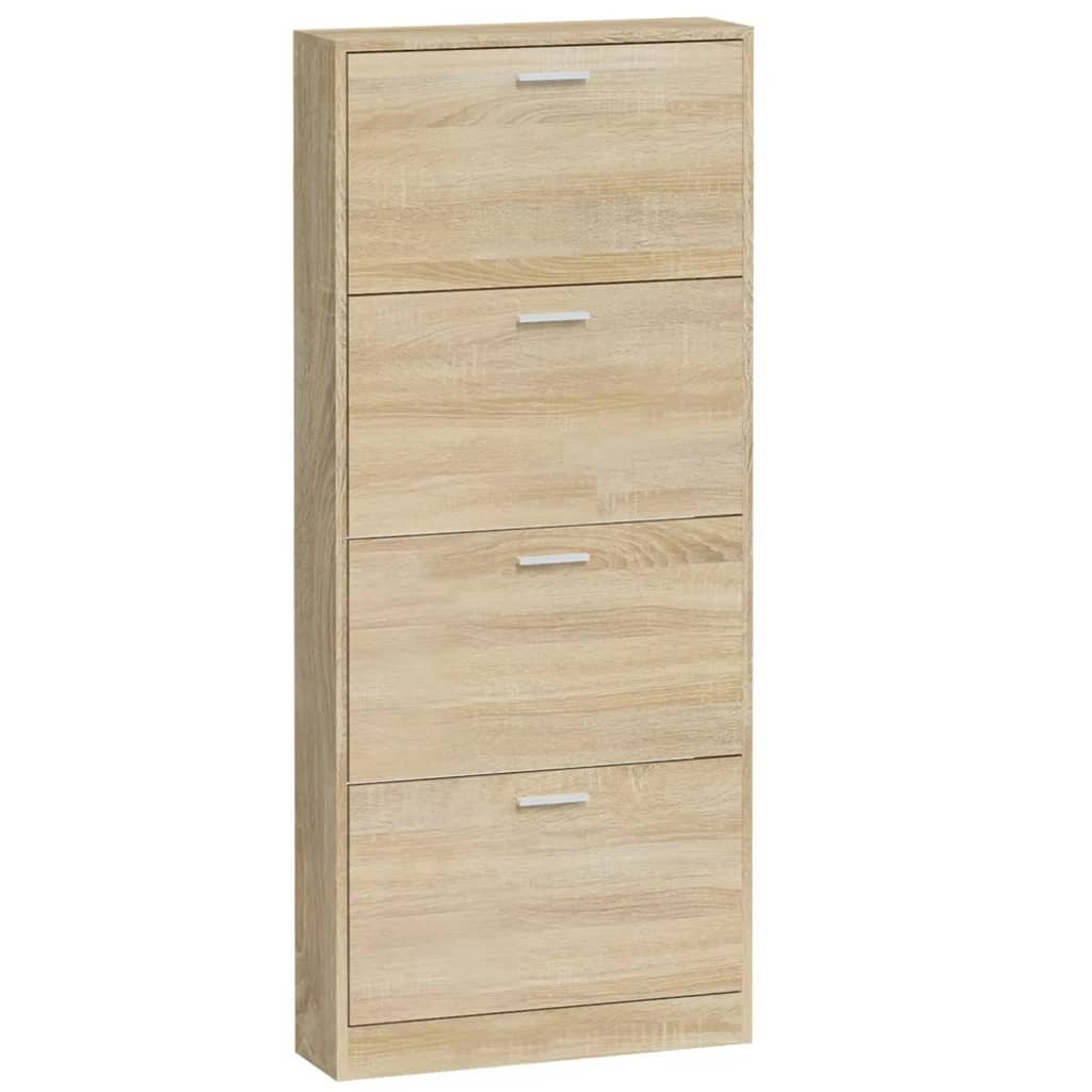 Imperial Oak Shoe Cabinet – 4-Drawer Engineered Wood Storage