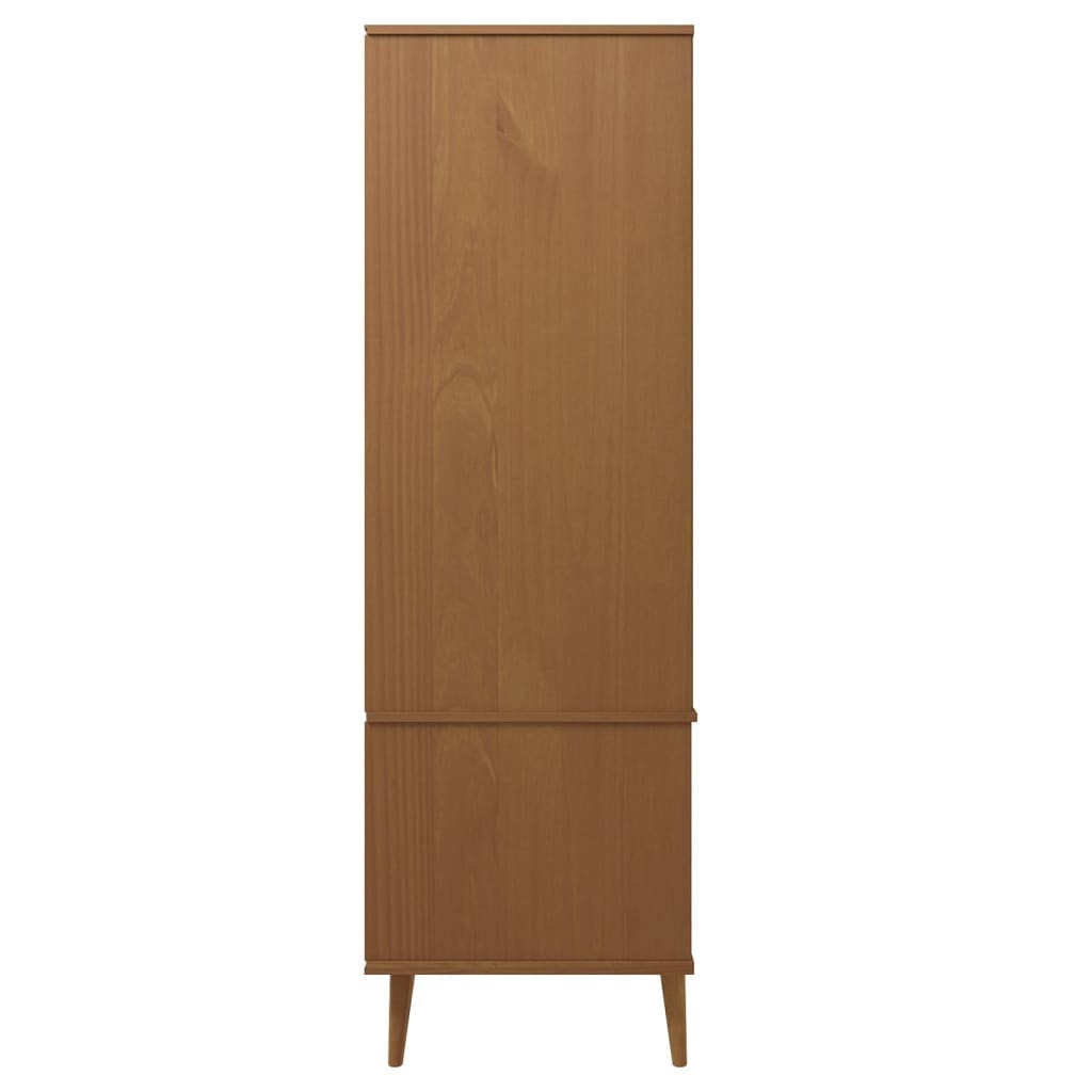Scandinavian Design Molde Wardrobe – Brown Finish Solid Pine Wood Construction