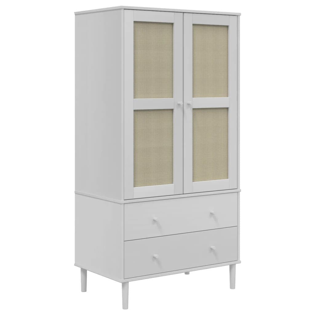 Amboise Elegant Rattan-Effect Wardrobe  Solid Pine Wood